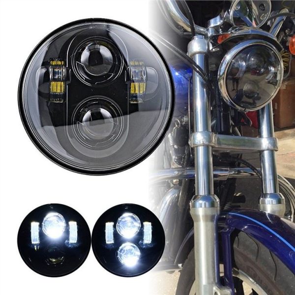 75-inčna LED fara za motocikl H4 utikač Chrome crni sustav automatskih svjetala