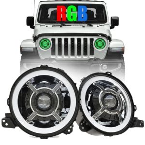 Nova boja dolaska koja se mijenja 9 inčne halo svjetla za Jeep Wrangler JL 2018+ RGB JL prednja svjetla