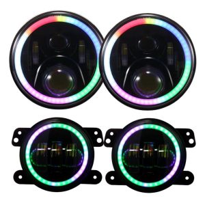 Cijeli SET 2 kom. 7-inčni RGB LED svjetiljka i 2 kom. 4-inčni RGB svjetiljka za maglu